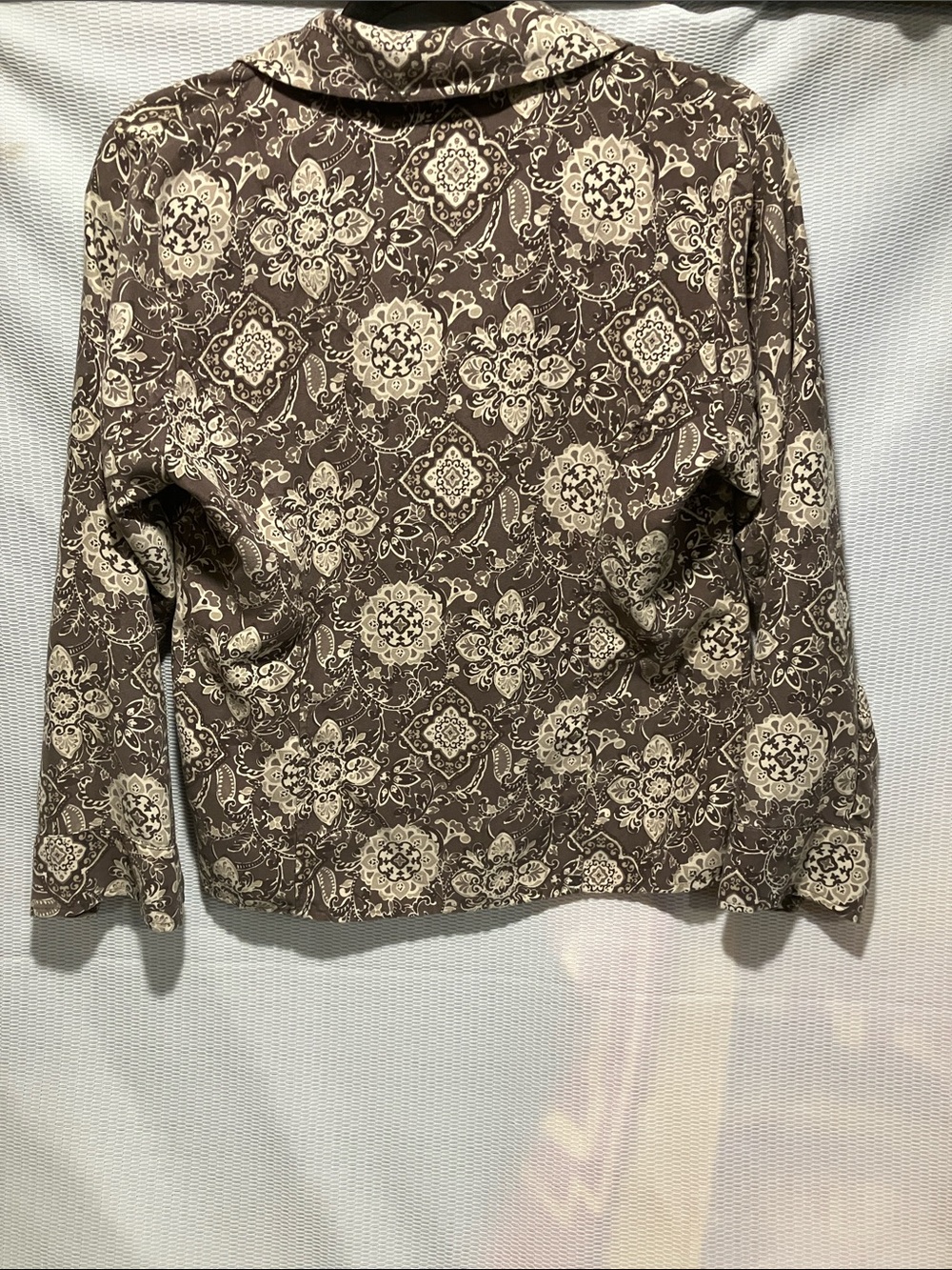 croft & barrow Brown and Cream Paisley Print Button-Front Shirt - Picture 8 of 8